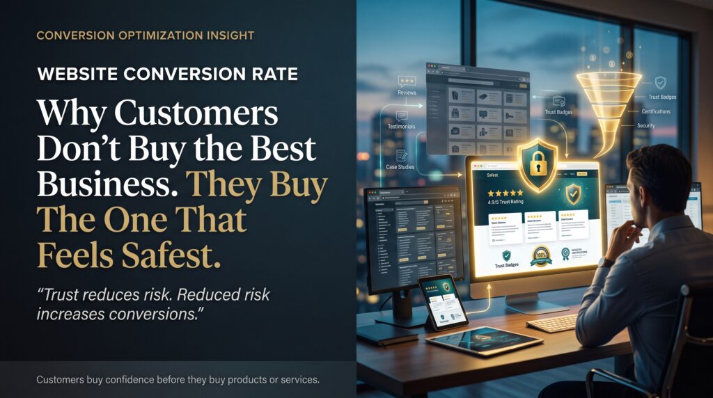 Website Conversion Rate: Why Customers Don’t Buy the Best Business. They Buy the One That Feels Safest.